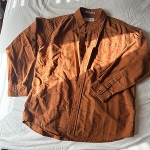 Orvis Men's Ochre Brown Plaid Button Down